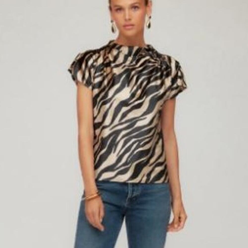 Fifteen Twenty Emmeline Velvet Top in Zebra XS NEW MobWife Glam Animal Print